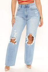 It's A Look Ripped Straight Leg Jeans - Medium Blue Wash Ins Street